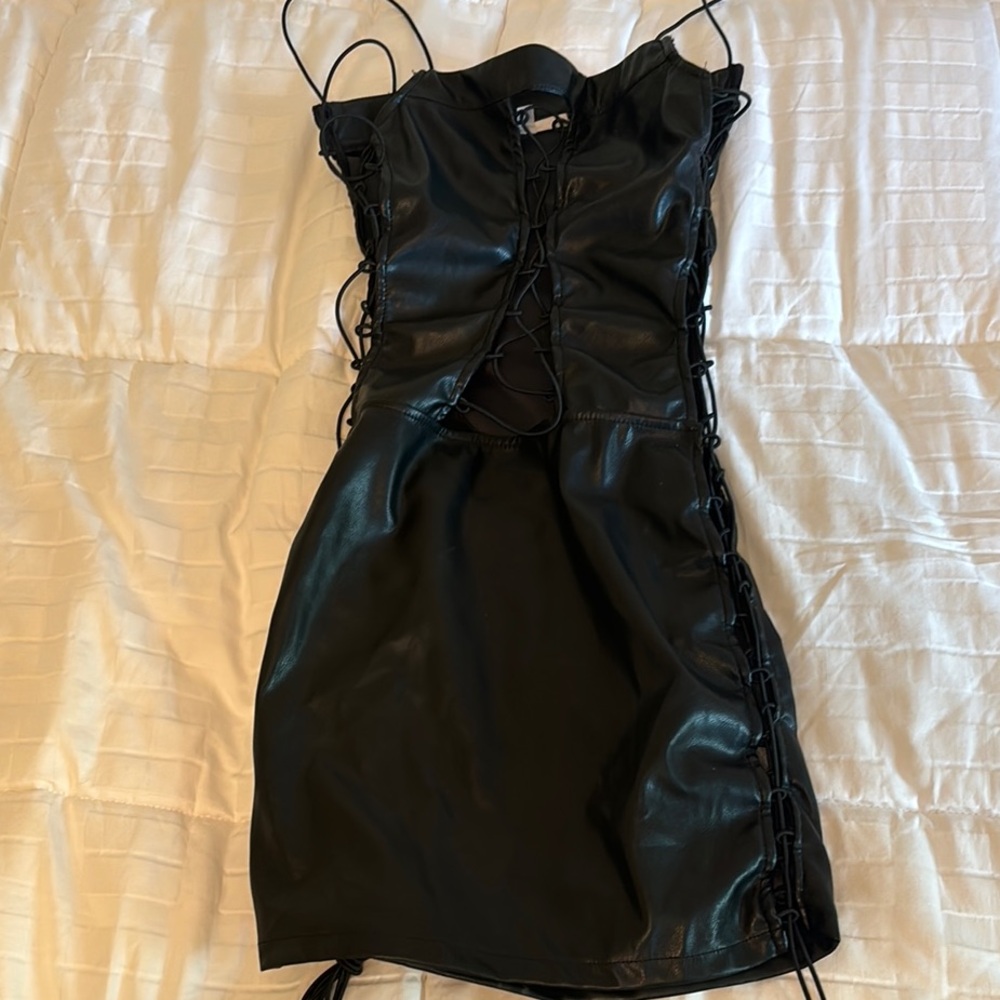 Sexy Black Leather Dress